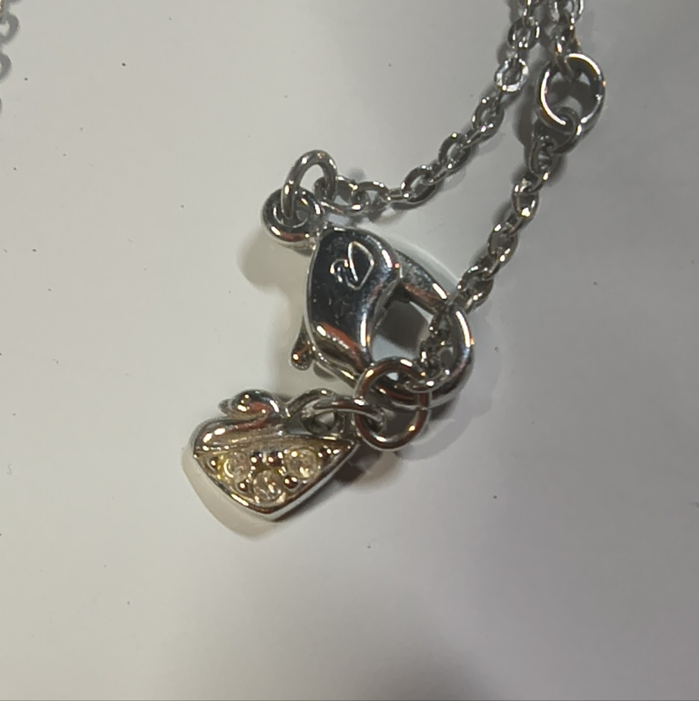 Swarovski Silver-Tone Square Pendant Necklace with Clear Crystal - Picture 3 of 4